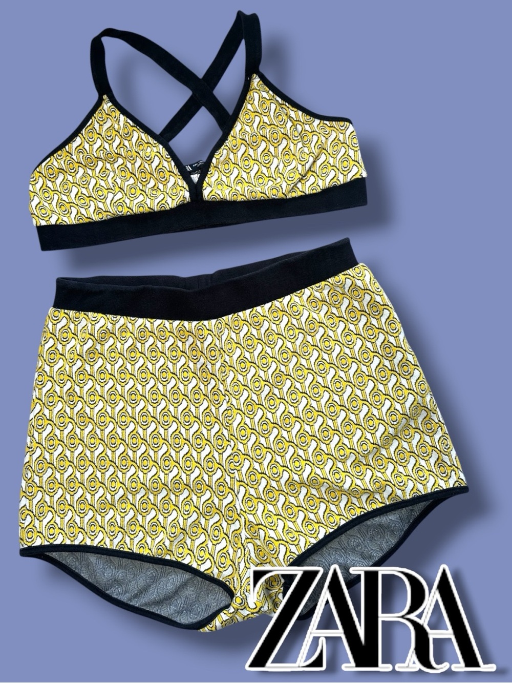 ZARA Retro Style Printed Jacquard Top and Bottom Set. Size Medium